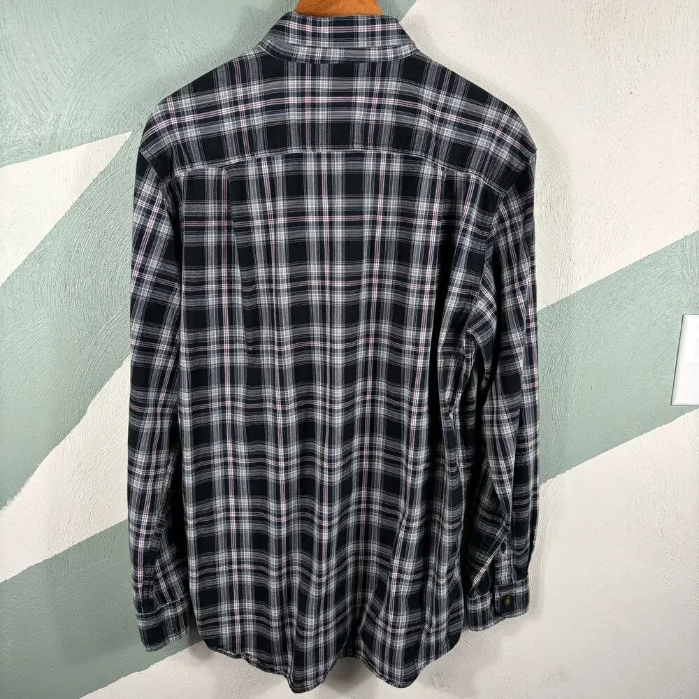 Carhartt Button‎ Down Shirt Top Men's Size Medium Long Sleeves Relaxed Fit Plaid